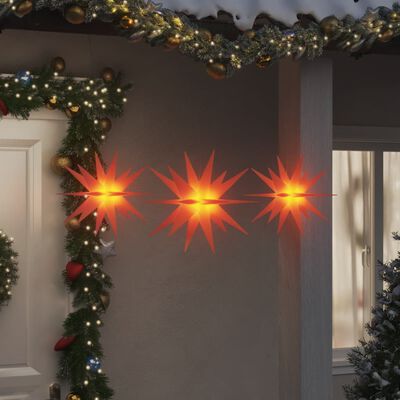 vidaXL Lumières de Noël avec LED 3 pcs pliable rouge