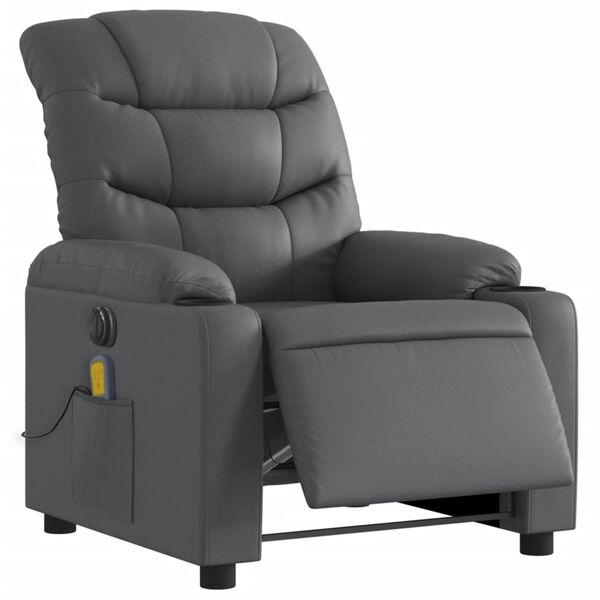 vidaXL Fauteuil de massage inclinable &eacute;lectrique gris similicuir