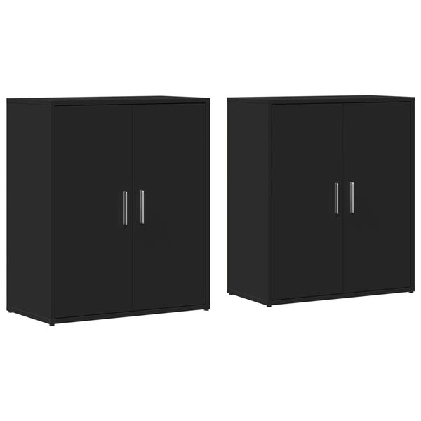 vidaXL Buffets 2 pcs noir 60x31x70 cm bois d'ing&eacute;nierie