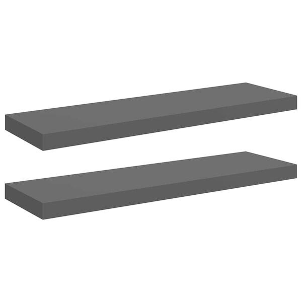 vidaXL &Eacute;tag&egrave;re murale flottante 2 pcs Gris brillant 80x23,5x3,8 cm MDF