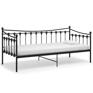 vidaXL Cadre de canap&eacute;-lit sans matelas noir m&eacute;tal 90x200 cm