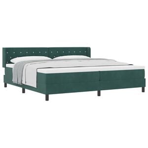 vidaXL Lit &agrave; ressorts avec t&ecirc;te de lit Vert fonc&eacute; 200 x 200 cm Velours