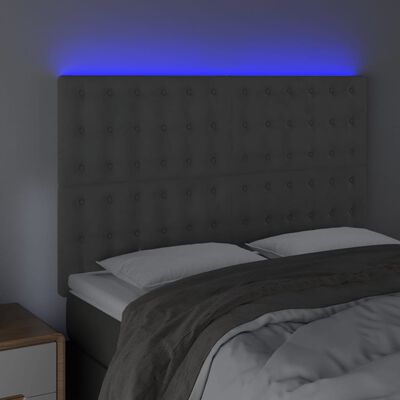 vidaXL Tête de lit à LED Gris clair 144x5x118/128 cm Velours
