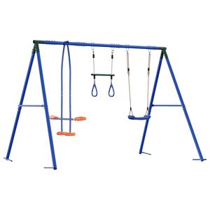vidaXL Ensemble de balan&ccedil;oires d'ext&eacute;rieur Multicolore Acier et PE