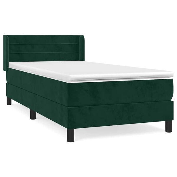 vidaXL Sommier &agrave; lattes de lit avec matelas Vert fonc&eacute; 90x200 cm