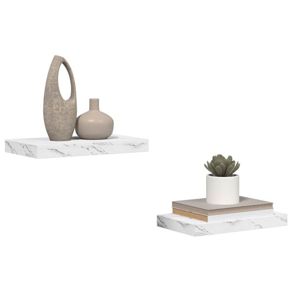 vidaXL &Eacute;tag&egrave;re Murale 2 pcs Marbre blanc 40 x 23,5 x 4 cm