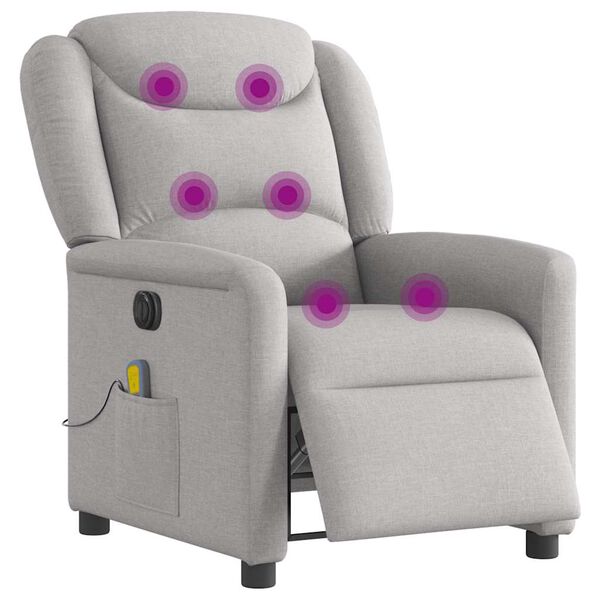 vidaXL Fauteuil de massage inclinable &eacute;lectrique gris nuage tissu
