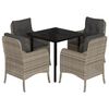 vidaXL Ensemble &agrave; manger de jardin et coussins 5 pcs gris clair rotin