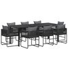 vidaXL Ensemble de salle &agrave; manger pour jardin 9 pcs Noir et anthracite