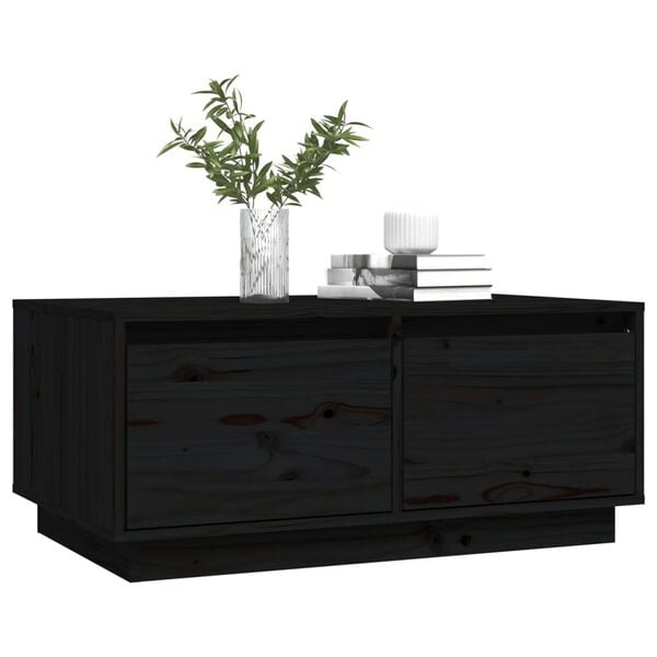 vidaXL Table basse Noir 80x50x35 cm Bois massif de pin