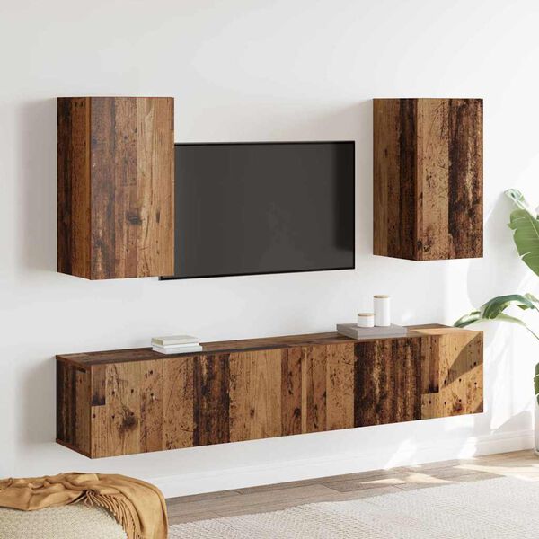 vidaXL Ensemble meuble TV 4 pcs Bois Ancien Bois d'ing&eacute;nierie