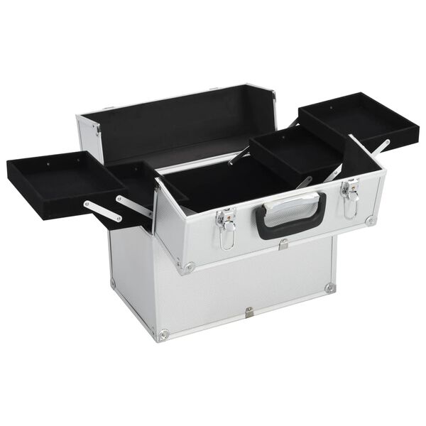 vidaXL Mallette &agrave; maquillage 38x23x34 cm argent&eacute; aluminium