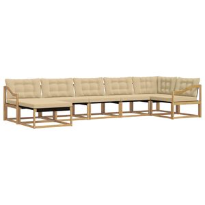vidaXL Ensemble de canap&eacute;s d'ext&eacute;rieur 7 pc Blanc et Beige