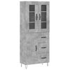 vidaXL Buffet haut Gris b&eacute;ton 69,5x34x180 cm Bois d'ing&eacute;nierie
