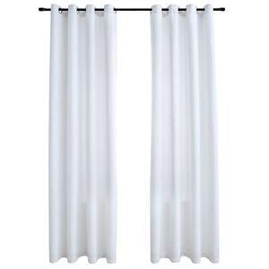 vidaXL Rideau occultant et anneaux en m&eacute;tal 2pcs Blanc cass&eacute; 140x225cm