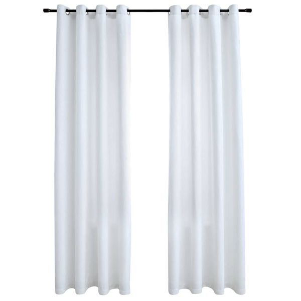 vidaXL Rideau occultant et anneaux en m&eacute;tal 2pcs Blanc cass&eacute; 140x225cm