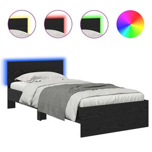 vidaXL Cadre de lit Ch&ecirc;ne noir 100 x 200 cm Bois d'ing&eacute;nierie