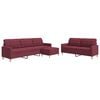 vidaXL Ensemble de canap&eacute;s 3 pcs avec repose-pied rouge bordeaux tissu