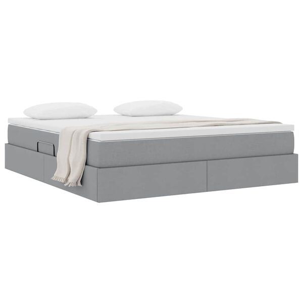 vidaXL Lit avec rangement et matelas Gris clair 160 x 200 cm Polyester