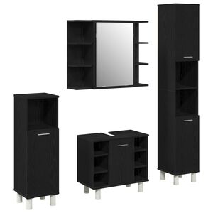 vidaXL Ensemble de mobilier de salle de bain 4 pi&egrave;ces Noir