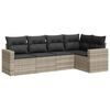 vidaXL Salon de jardin 5 pcs avec coussins gris clair r&eacute;sine tress&eacute;e