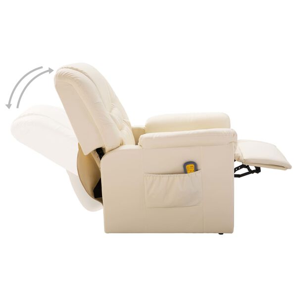 vidaXL Fauteuil de massage Cr&egrave;me Similicuir