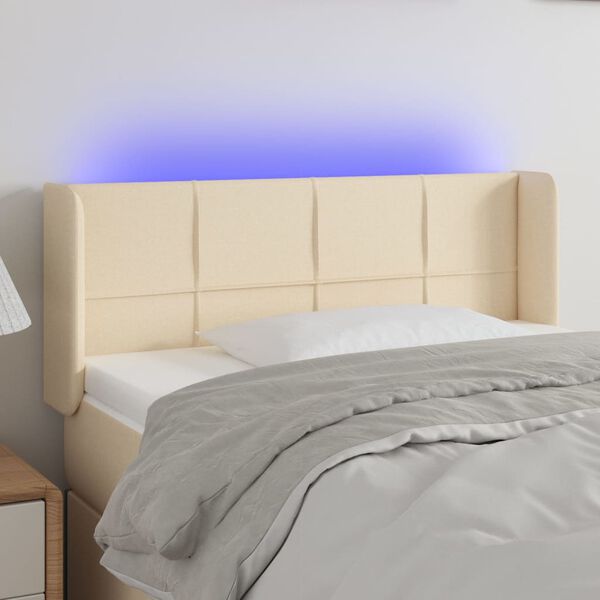 vidaXL T&ecirc;te de lit &agrave; LED Cr&egrave;me 83x16x78/88 cm Tissu