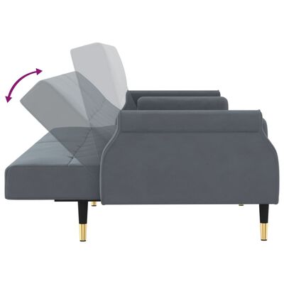 vidaXL Canapé-lit avec coussins gris foncé velours