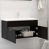 vidaXL Armoire d'évier avec lavabo intégré Noir Bois d'ingénierie