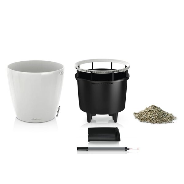 LECHUZA Jardini&egrave;re de table CLASSICO LS 21 ALL-IN-ONE blanc brillant