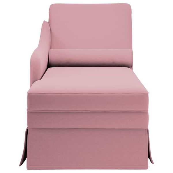 vidaXL Fauteuil long avec traversin et accoudoir droit rose velours