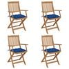 vidaXL Chaises pliables de jardin lot de 4 avec coussins Bois d'acacia