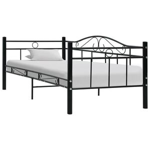 vidaXL Cadre de lit de repos sans matelas Noir M&eacute;tal 90x200cm
