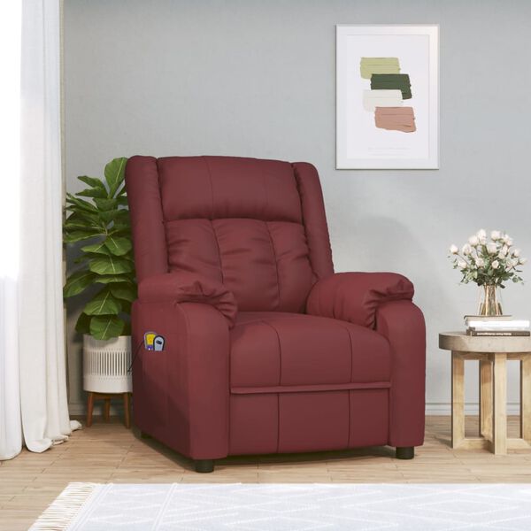 vidaXL Fauteuil de massage électrique Rouge bordeaux Similicuir