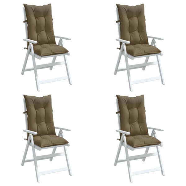 vidaXL Coussins de chaise &agrave; dossier haut lot de 4 taupe m&eacute;lang&eacute; tissu