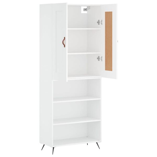 vidaXL Buffet haut Blanc 69,5x34x180 cm Bois d'ing&eacute;nierie