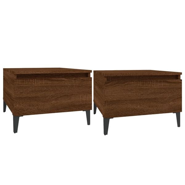 vidaXL Tables d'appoint 2 pcs Ch&ecirc;ne marron 50x46x35 cm Bois ing&eacute;nierie