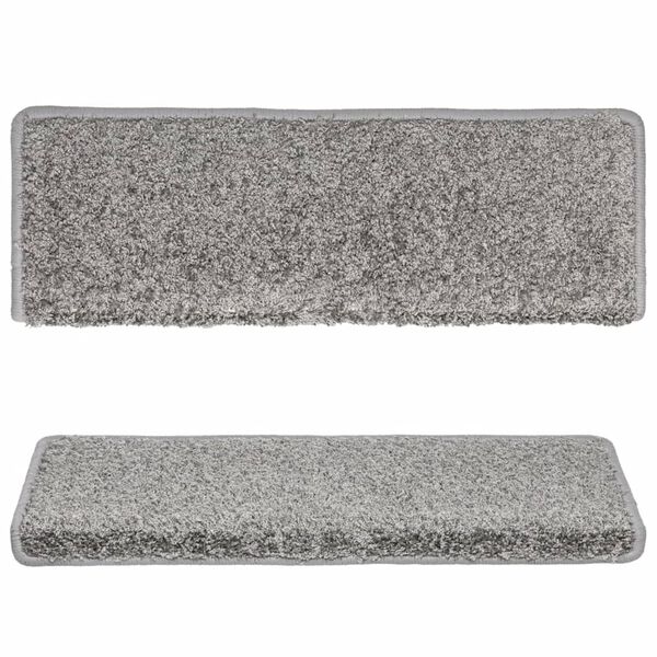 vidaXL Tapis d'escalier 10 pièces 65 x 21 x 4 cm Gris Bord rectangulaire