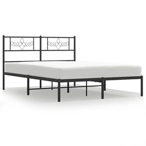 vidaXL Cadre de lit m&eacute;tal sans matelas et t&ecirc;te de lit noir 160x200 cm