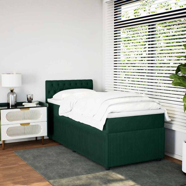 vidaXL Sommier &agrave; lattes de lit avec matelas Vert fonc&eacute; 90x200 cm