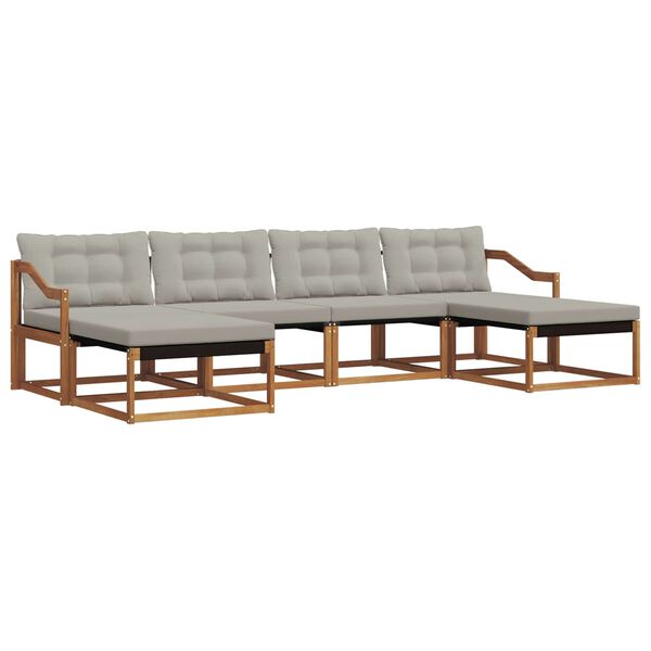 vidaXL Ensemble de canap&eacute;s d'ext&eacute;rieur 6 pcs Gris Naturel et Clair