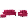 vidaXL Ensemble de canap&eacute;s 3 pcs avec coussins rouge bordeaux velours