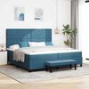 vidaXL Lit &agrave; ressorts avec matelas Bleu fonc&eacute; 200 x 200 cm Velours