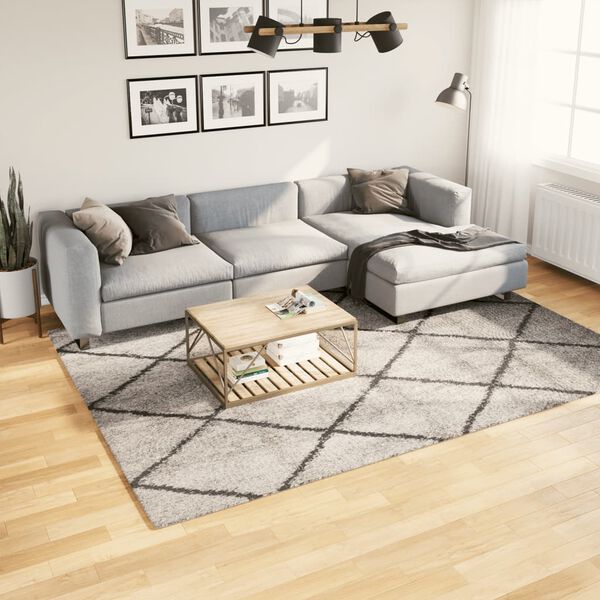 vidaXL Tapis shaggy à poils longs moderne beige anthracite 200x280 cm