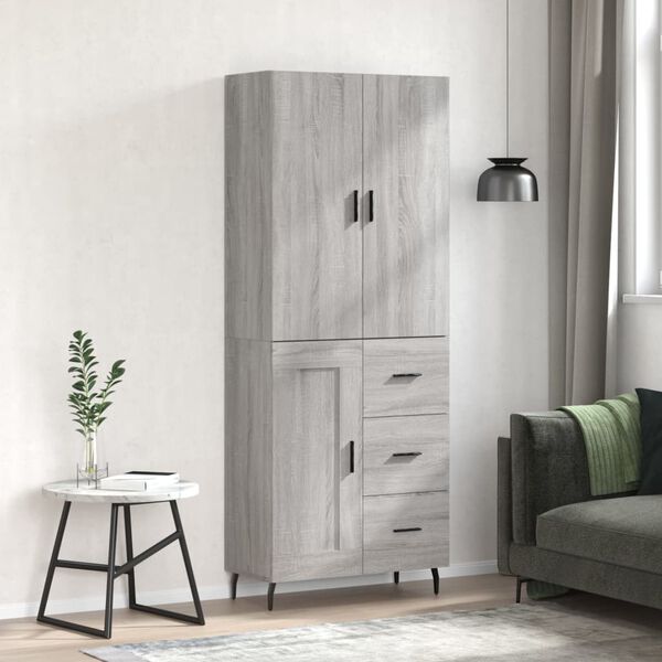 vidaXL Buffet haut Sonoma gris 69,5x34x180 cm Bois d'ing&eacute;nierie