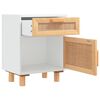 vidaXL Table de chevet Blanc Bois de pin massif et rotin naturel