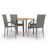 vidaXL Ensemble &agrave; manger de jardin 5 pcs R&eacute;sine tress&eacute;e Gris