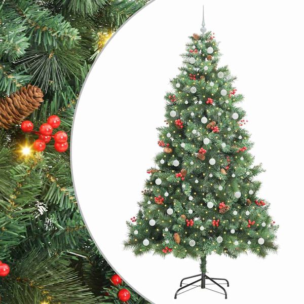 vidaXL Sapin de No&euml;l artificiel Vert 240 cm PVC et m&eacute;tal