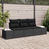 vidaXL Ensemble de canap&eacute; de jardin avec stockage 3 pcs Noir polyrotin