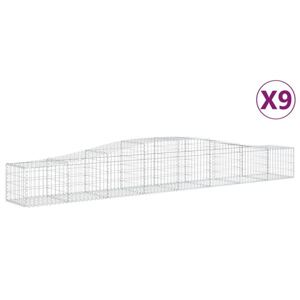 vidaXL Paniers à gabions arqués 9 pcs 400x50x40/60 cm Fer galvanisé